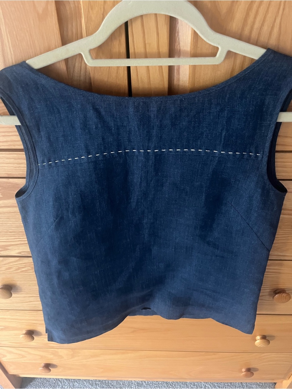 Weinberg Weekend Navy Sleeveless Linen Blend Top - Small